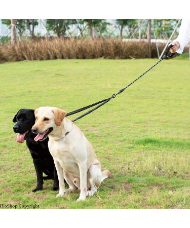 iYoShop Dual Dog Leash - 360 Swivel, No Tangle, Shock Absorbing Bungee - Medium/Large Black - Buy Online on GoSupps.com