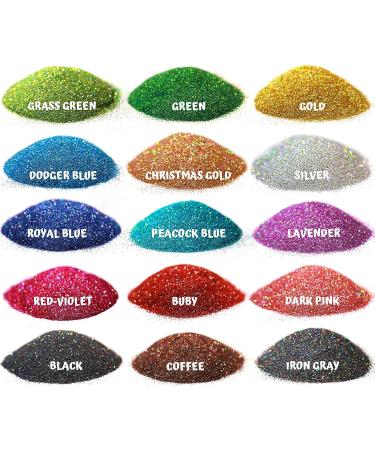 LEOBRO Holographic Fine Glitter Powder - 15 Colors for Resin Jewelry, Crafts & Cosmetics | Includes 10 Stir Spoons - Buy Online on GoSupps.com