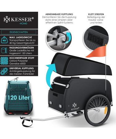 Kesser High-Drawn Bicycle Cargo Trailer | Durable Transport Trailer with Cover & Folding Function - Ideal for All Your Shipping Needs - Buy Online on GoSupps.com