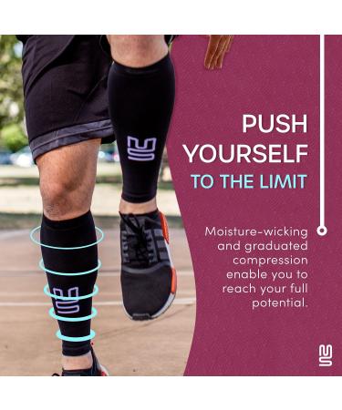 Modetro Sports Calf Support - Large Calf Compression Sleeve 2 Pack for Men and Women - Leg Sleeves for Sports Running Flights and Shin Splints - Black L ( 2 Pairs ) Black - Buy Online on GoSupps.com