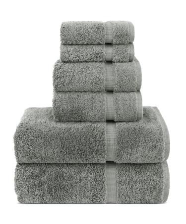 Chakir Turkish Linens Luxury Spa and Hotel Quality Premium Turkish Cotton 6-Piece Towel Set (2 x Bath Towels, 2 x Hand Towels, 2 x Washcloths) 6-Piece Towel Sets Gray