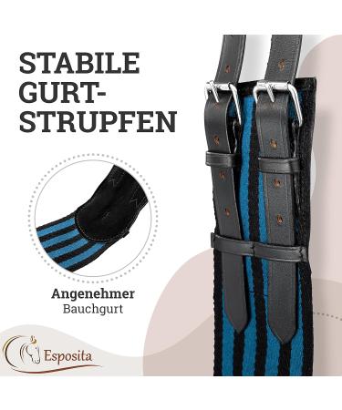 Esposita Riding Strap with Leather Handles | Child & Rider Safety | Versatile Lunging & Vaulting Belt | Blue-Black Accessories for Wooden Horses - Buy Online on GoSupps.com