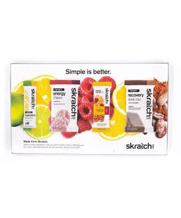 SKRATCH LABS Sample Pack, Sport Hydration Drink Mix, Sport Energy Chews, Sport Recovery Drink Mix, Anytime Energy Bar, Low Sugar, Gluten Free - Trial Pack