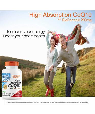 Doctor's Best High Absorption CoQ10 200mg with BioPerine | Heart Health & Energy | 60 Vegan Caps - Buy Online on GoSupps.com
