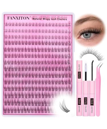 FANXITON Lash Clusters Kit Wispy Lashes Clusters Kit Natural C Lash Extensions Kit Eyelash Clusters Kit with Lash Bond and Seal Tweezers Individual Lashes Kit - 280 Pcs - (YS03)DIY Lash Extension Kit-280pcs