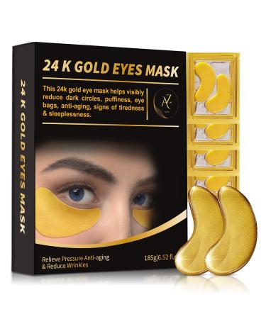 24k Gold Eye Mask  Under Eye Patches  20 Pairs of Dark Circle Eye Bags  and Puffy Eye Treatments. Puffy Under Eye Mask with Collagen  Hyaluronic Acid  and Amino Acids.