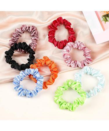 Satin Silk Small Scrunchies 20 Pcs - Elastic Hair Bands for Women and Girls - Ponytail Holders in 20 Colors - Perfect for Thick Curly Hair - Buy Online on GoSupps.com