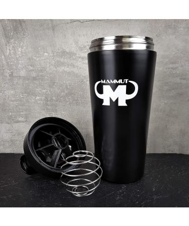 Mammut Nutrition Stainless Steel Protein Shaker with Sieve & Spiral Ball - Black | Optimized for Mixing & International Shipping - Buy Online on GoSupps.com