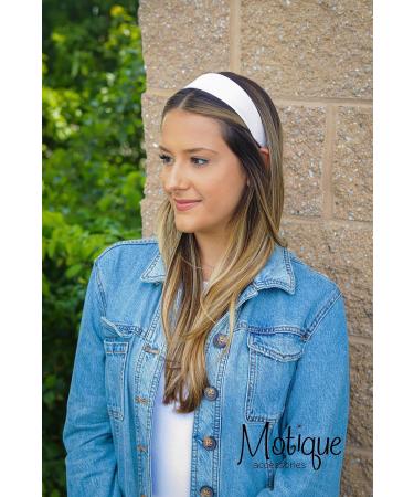 White 2 Inch Wide Satin Hard Headband with No Teeth Head band for Women and Girls (Motique Accessories) by Motique Accessories - Buy Online on GoSupps.com