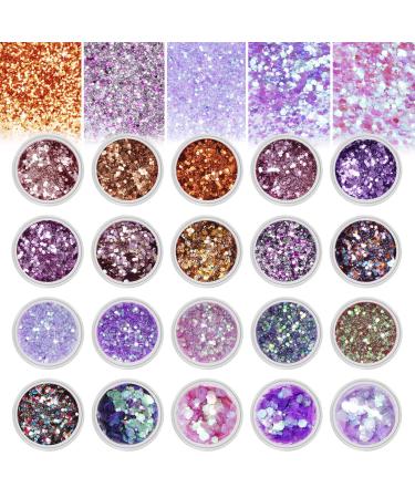 Nail glitter make-up glitter powder for face eyes hair body colorful iridescent flakes sequin for festival decoration handicrafts DIY nail design 20 pieces
