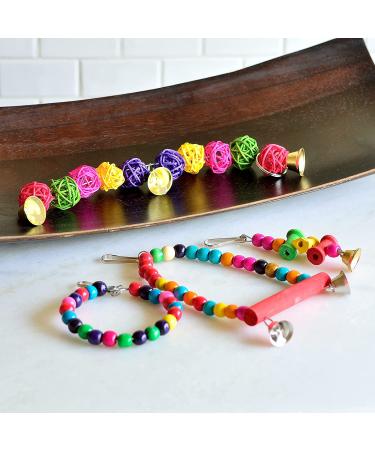 Youngever 12 Packs Bird Swing Toy with Hanging Bell - Ideal Parrot Toys for Parrots, Finches, Macaws, Cockatiels - Buy Online on GoSupps.com