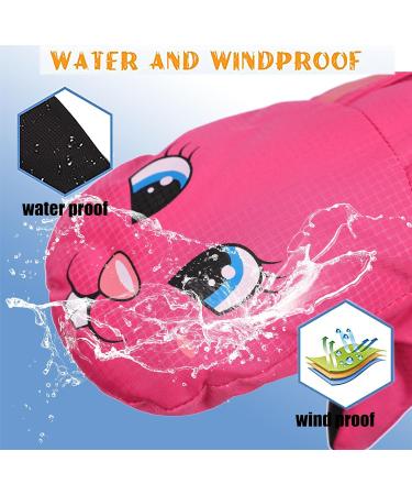 FAYHIJUN Waterproof Kids Mittens | Thermal Fleece Lined Warm Gloves for Boys & Girls | Snow Skiing & Outdoor Activities | Rose Rabbit Design (Ages 7-9) - Buy Online on GoSupps.com