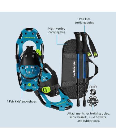 Retrospec Drifter Kids Snowshoes & Trekking Poles Bundle - Brash Blue 14 Inch - All Terrain, Adjustable Binding, Carry Bag, Lightweight Aluminum Sticks - Boys & Girls Walking & Hiking Set - Buy Online on GoSupps.com