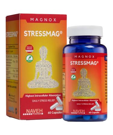 MAGNOX STRESSMAG - B6 Magnesium Supplements for Stress Relief - Dead Sea Magnesium 432mg of Mag Vitamins for Men & Woman Plus B Complex Gluten Free by NAVEH PHARMA