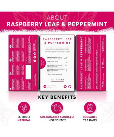 Nutra Tea - Raspberry Leaf & Peppermint Tea - Raspberry Leaf Tea For Pregnancy & Expectant Mothers - 120 Tea Bags - Herbal Tea - (6 Pack) 20 Count (Pack of 6) - Buy Online on GoSupps.com