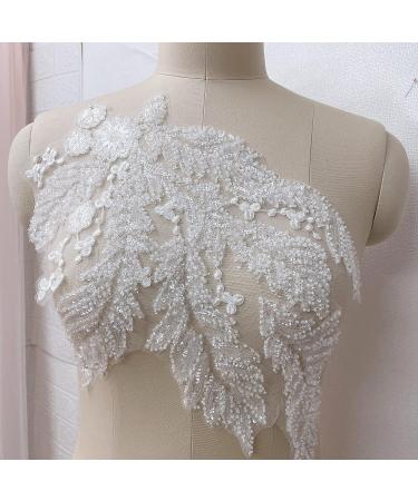 2 Pcs White Sequin Crystal Beaded Appliques - 3D Floral Embroidery Patches for Wedding Dress and DIY Crafts - Buy Online on GoSupps.com