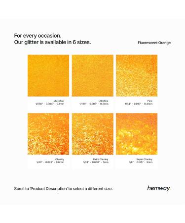 Hemway Premium Fluorescent Orange Glitter - Ultra Sparkle Metallic Flake for Arts Cosmetics & Festivals - 100g (3.5oz) - Multi-Purpose Chunky 1/40 (0.6mm) - Buy Online on GoSupps.com