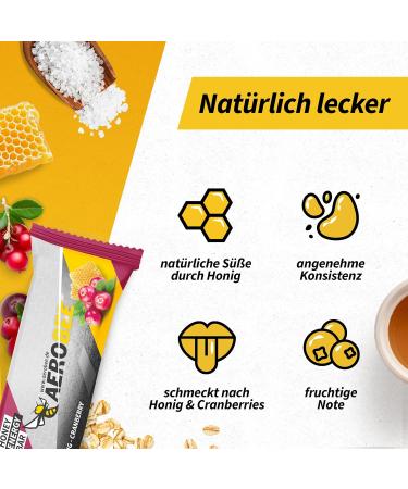 Aerobee Energy Bar - Honey & Cranberry Oat Bar (12x50g) | Sugar-Free Endurance Snack Perfect for Hiking & Meal Replacement - Buy Online on GoSupps.com