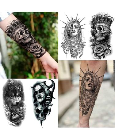 Realistic 3D Temporary Tattoos - Wolf Lion Skeleton Design - Halloween Scary Skull Vampire Snake Flower Compass - 62 Sheets for Adults and Kids - Arm & Neck Tattoo Stickers - Buy Online on GoSupps.com