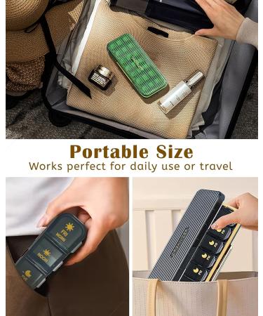 Weekly Pill Organizer 3 Times A Day - AM PM 7 Day Medicine Box Large Travel Case for Vitamins & Supplements (Green - Buy Online on GoSupps.com