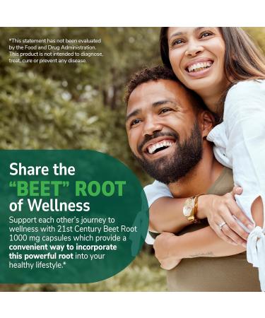 21st Century Traditional Beet Root 1000 mg (90 Count), Gluten-Free Beet Supplement for General Health and Wellness Support, Non-GMO, Vegan, Free from Common Allergens, 45 Servings - Buy Online on GoSupps.com