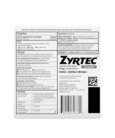 Zyrtec 24-Hour Allergy Relief - 45 Tablets - Buy Online on GoSupps.com
