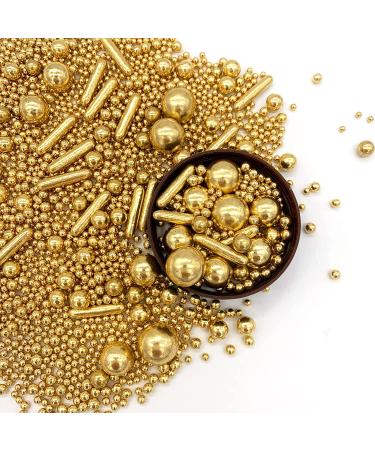 Gold Pearl Sugar Sprinkles Mix for Baking and Decorating - 120g Shaker Jar for Cake, Cupcake, Cookie, Ice Cream, Wedding, Shower, Party Celebrations - Buy Online on GoSupps.com