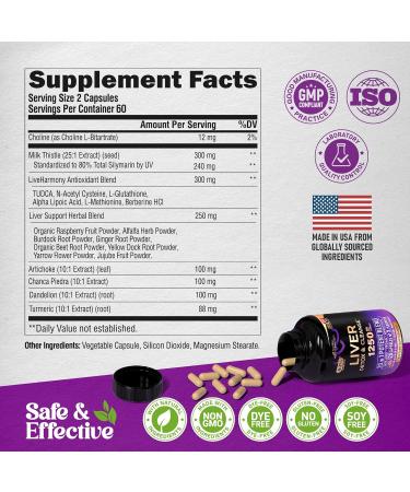 Liver Cleanse Detox & Repair - Milk Thistle | Dandelion | Artichoke | TUDCA | Glutathione & NAC - Effective Liver Health Supplement | 80% Silymarin - Laboratory Tested, Vegan - Made in USA 120 Caps 120 Count - Buy Online on GoSupps.com