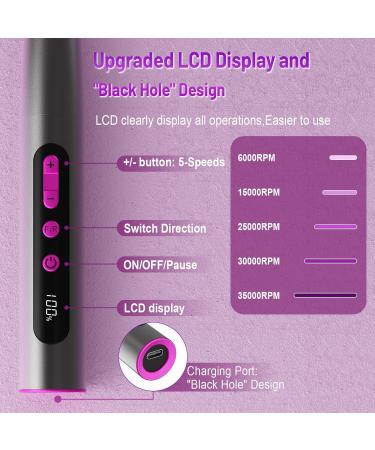 Professional Cordless Electric Nail Drill - 35000RPM Acrylic Nail Kit for Manicure & Pedicure | Nail Polish Remover & Grinder - Buy Online on GoSupps.com