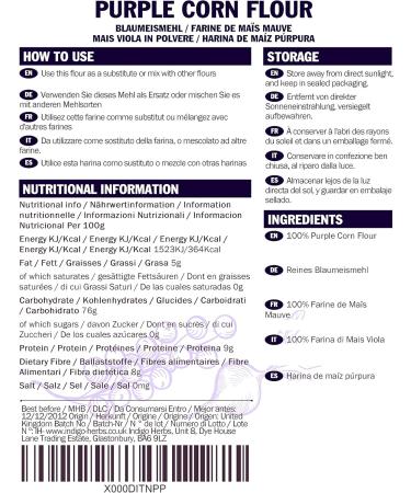 Indigo Herbs Purple Corn Flour 500g | GMO & Gluten Free - Buy Online on GoSupps.com