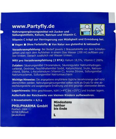 PHILPHARMA PARTYFLY 12 pieces effervescent tablets 3 x 4 pieces with vitamin C and electrolytes reload - Buy Online on GoSupps.com