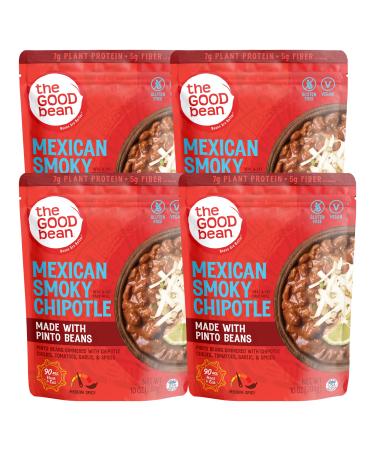 The Good Bean Heat and Eat Pouch, Mexican Smoky Chipotle with Pinto Beans, 10 Ounce (Pack of 4)