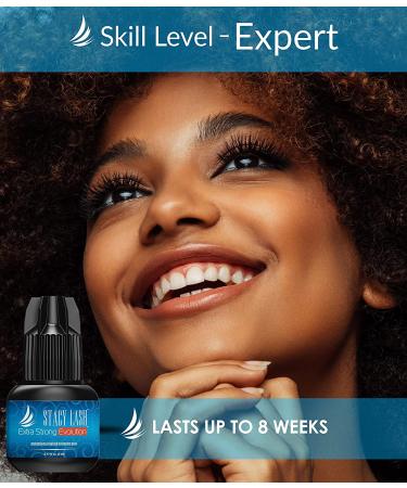 Stacy Lash Extra Strong Evolution Eyelash Extension Glue - 1-2 Sec Drying Time - 8 Weeks Retention - Professional Use Only - Black Adhesive - 0.17 Fl Oz - Buy Online on GoSupps.com