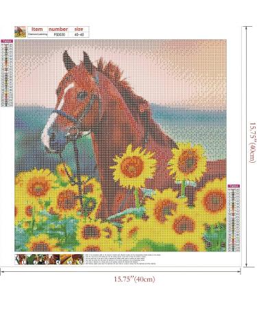 Diamond Painting Kit: DIY 5D Animal Crystal Rhinestone Embroidery for Kids & Adults - Horse Sunflower Design, 15.7'' x 15.7 - Buy Online on GoSupps.com
