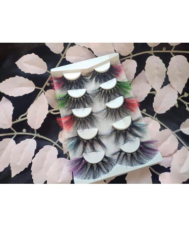 5 Pairs Mixed Colourful False Eyelashes Faux Mink Soft Natural Black Cotton Band Handmade - Buy Online on GoSupps.com