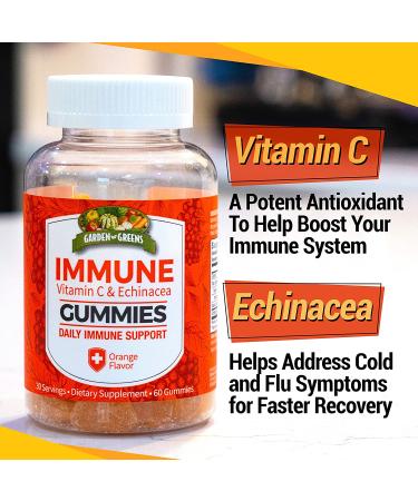 Garden Greens Immune Vitamin C Gummies - Orange Flavor | 30 Servings for Boosted Immunity - Buy Online on GoSupps.com