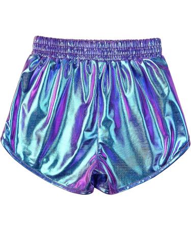Perfashion Girls Metallic Shiny Hot Shorts & Sunglasses Set - Purple/Cyan (8-9 Years) - Buy Online on GoSupps.com