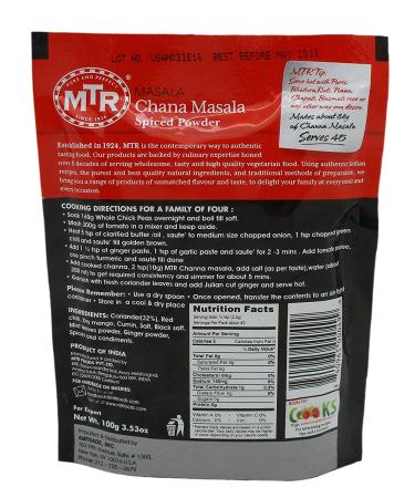 MTR Chana Masala Powder 100g - Authentic Tasty Delights | ChanaMasala 3.53oz (1 Pack - Buy Online on GoSupps.com