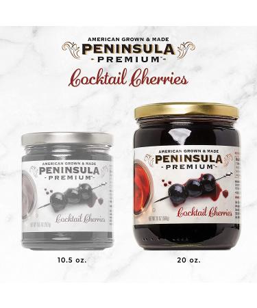 Peninsula Premium Cocktail Cherries - Award-Winning Deep Burgundy-Red Cherries in Silky Smooth Rich Syrup - Luxe Fruit-Forward Sweet-Tart Flavor - American Grown & Made - 20 oz (2-Pack) - Buy Online on GoSupps.com