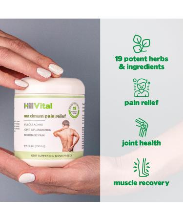 HillVital Extra Strength Arthritis Pain Gel | Non-Greasy Arnica Gel for Joint Pain Relief | Maximum Strength Cream for Shoulders Elbows Hands Feet & Knee Relief - Buy Online on GoSupps.com