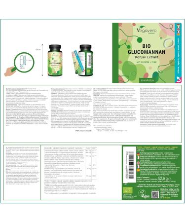 Konjac ORGANIC 4210 mg | With 95% Glucomannan + Zinc and Chromium | High Dosage | 90 Capsules | Vegan & No Additives | Vegavero  - Buy Online on GoSupps.com