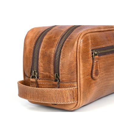 Aaron Leather Goods Brown Leather Toiletry Bag 10.5 Inch - Unisex Travel Organizer - Buy Online on GoSupps.com