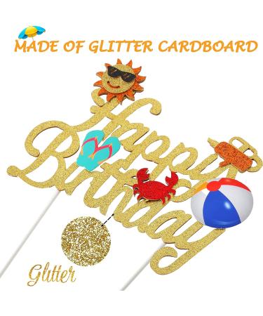 Beach Ball Happy Birthday Cake Topper Summer Pool Party Decoration Summer Party Favor Supplies - Buy Online on GoSupps.com