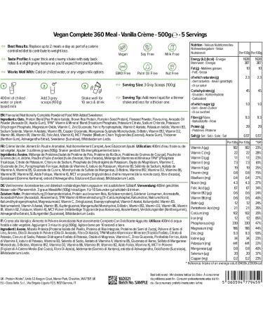 360 Vegan Complete Meal | Vanilla Cream | Nutritionally balanced | 100% vegan | Quick and affordable meal | THE PROTEIN WORKS | 500g - Buy Online on GoSupps.com