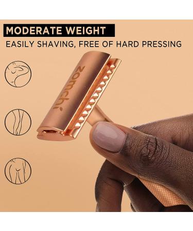 Rose Gold Double Edge Safety Razor for Women with 5 Blades - Plastic-Free, Delicate Box Included - Buy Online on GoSupps.com
