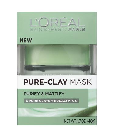 L'Oreal Pure-Clay Mask - Purify & Mattify with 3 Clays + Eucalyptus | 1.7 oz - Buy Online on GoSupps.com