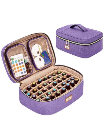 Curmio essential oils organizer oil pocket essential oil bag for essential oils holds 40 bottles (5-30 ml) and accessories (no accessories) purple