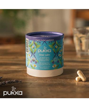 Pukka Inner Calm Herbal Supplement with Ashwagandha, Chamomile, Lavender - 60 Capsules - Buy Online on GoSupps.com