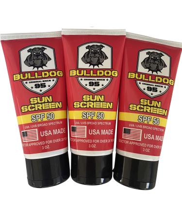 Bulldog Original Daily SPF 50 Sunscreen - Mineral Sunscreen for Men Women and Kids - Veteran Owned and USA Made - Used in Marine Bootcamp - 3 Pack