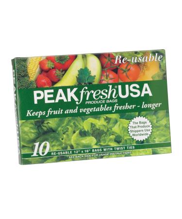 PEAKfresh USA Produce Bags with Twist Ties Reusable 10 Bags